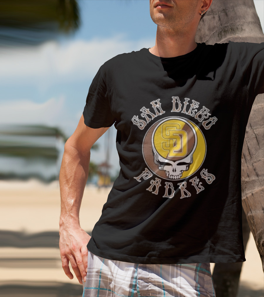 San Diego Padres SD Skull Brown Yellow T-Shirt