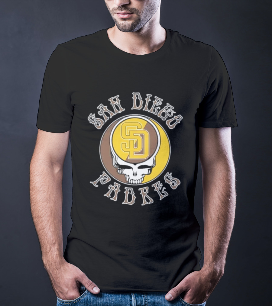 San Diego Padres SD Skull Brown Yellow T-Shirt