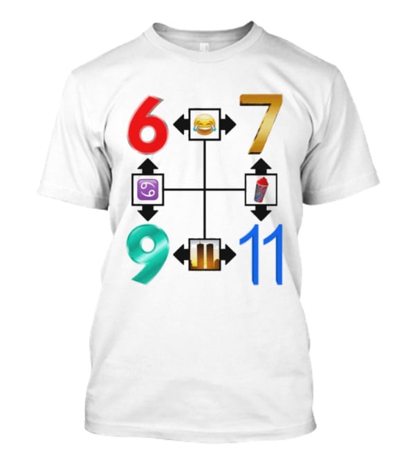 67 69 9 11 Emoji Directional Symbols With Laughing Face Crying Tears T-Shirt
