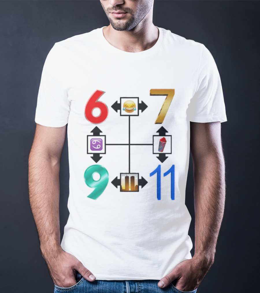 67 69 9 11 Emoji Directional Symbols With Laughing Face Crying Tears T-Shirt