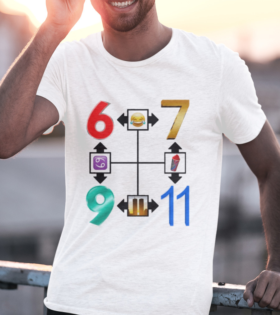 67 69 9 11 Emoji Directional Symbols With Laughing Face Crying Tears T-Shirt