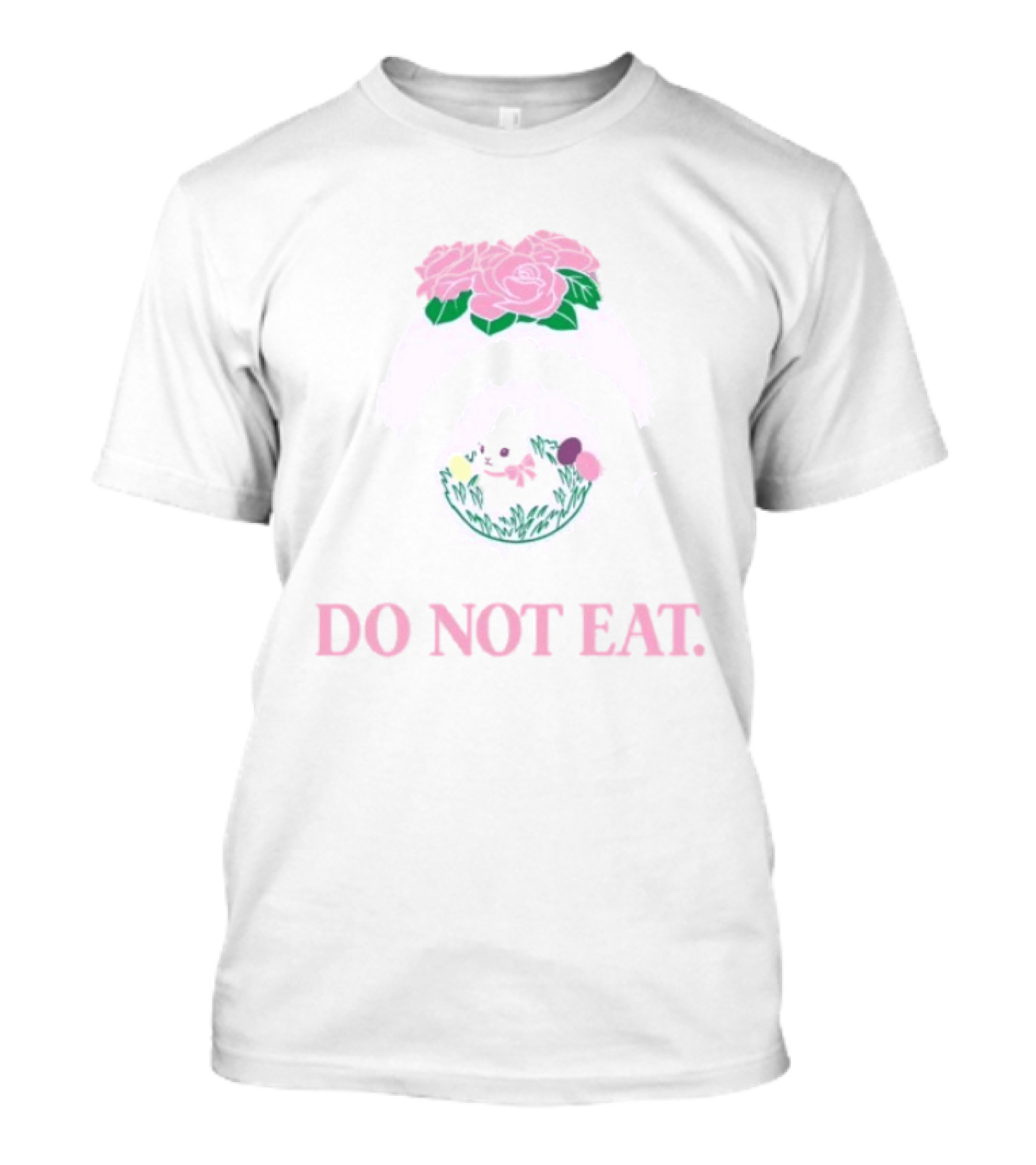 Do Not Eat Sugar Egg Bunny Floral Motif T-Shirt