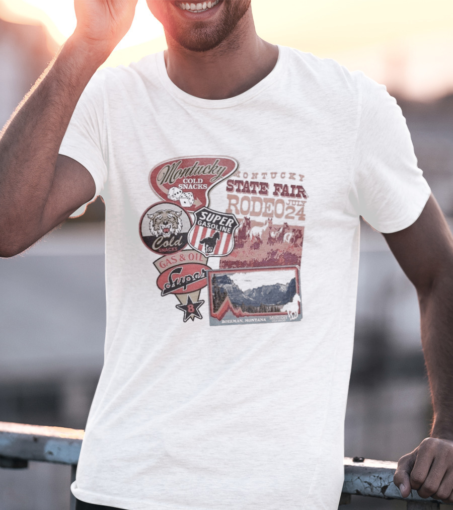 Montucky Cold Snacks Super Premium Lager Gas Oil Rodeo Signs T-Shirt
