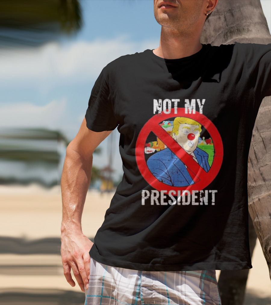 Not My President Trump Clown Red Circle T-Shirt