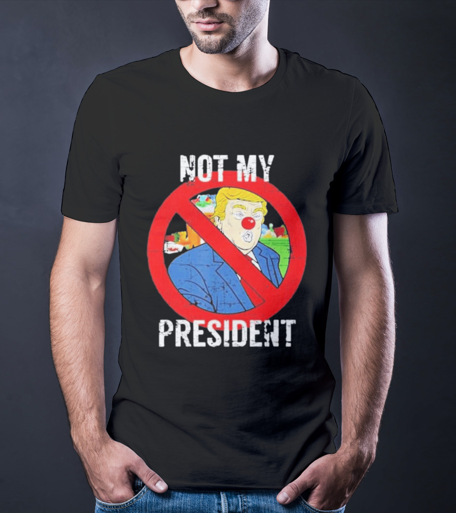Not My President Trump Clown Red Circle T-Shirt