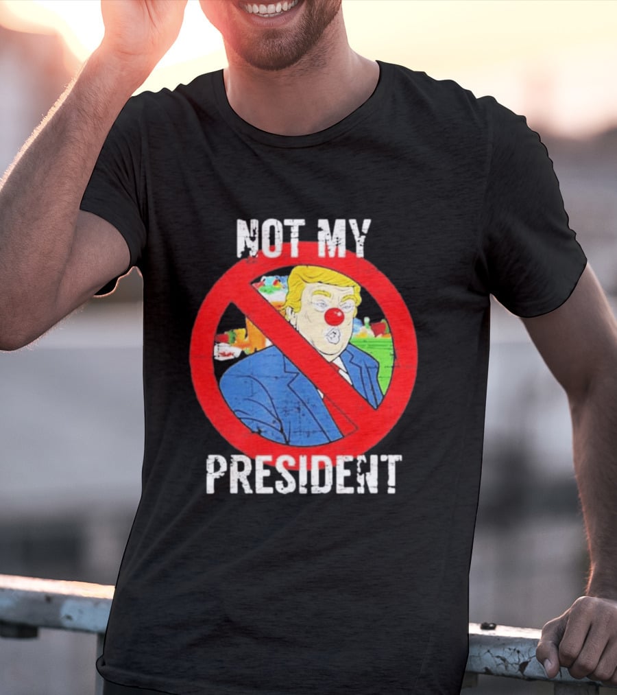 Not My President Trump Clown Red Circle T-Shirt