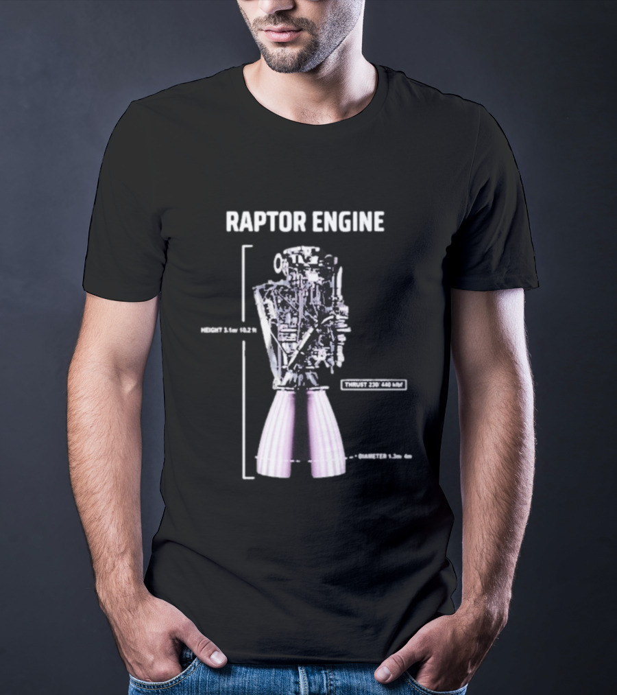 Raptor Engine Thrust 230 440 Klb Elon Musk T-Shirt