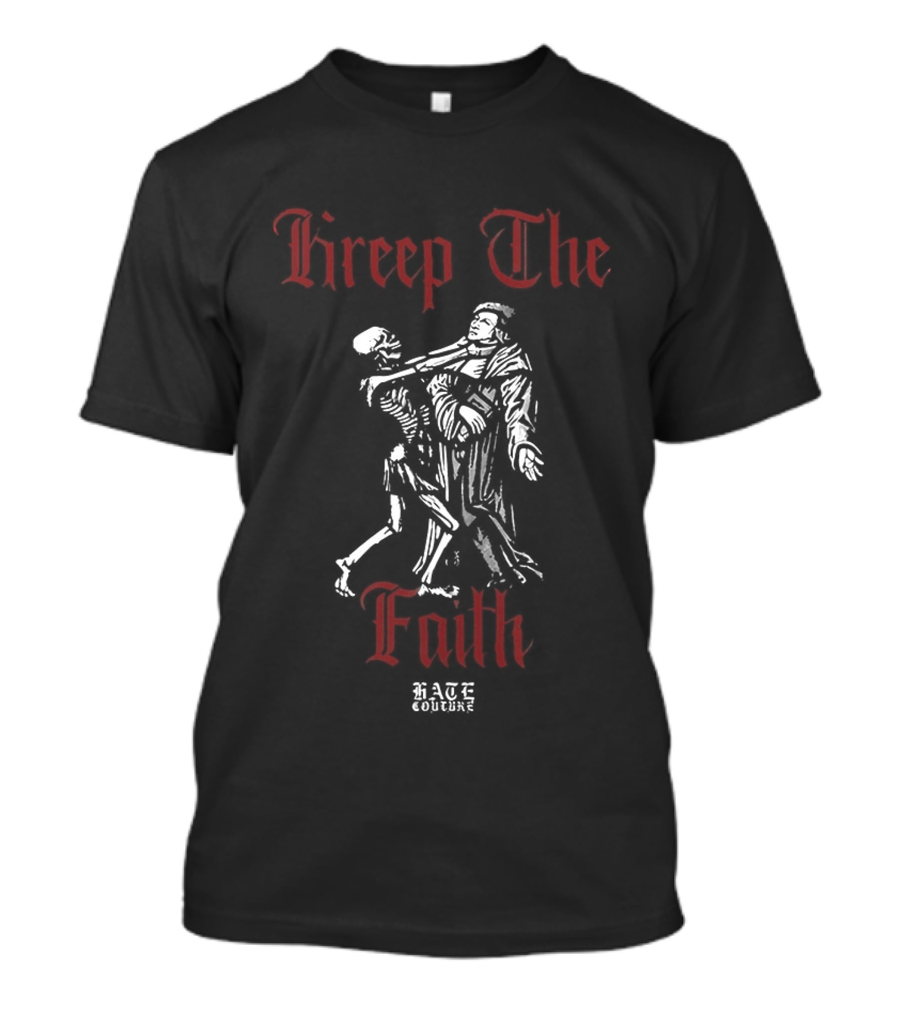 Kreep The Faith Hate Couture Gothic Skeletons Embrace T-Shirt