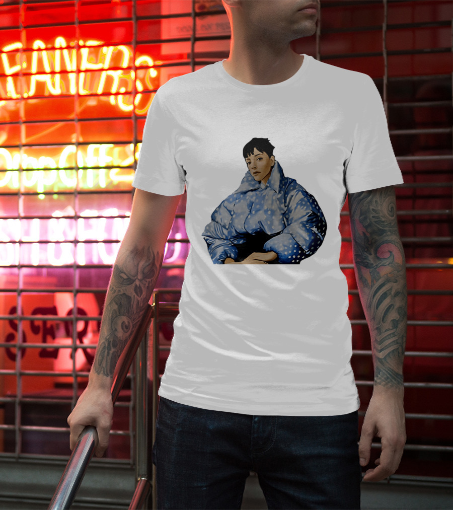 Lily Allen West End Girl Blue Polka Dot Puffer Jacket Style Fashion T-Shirt