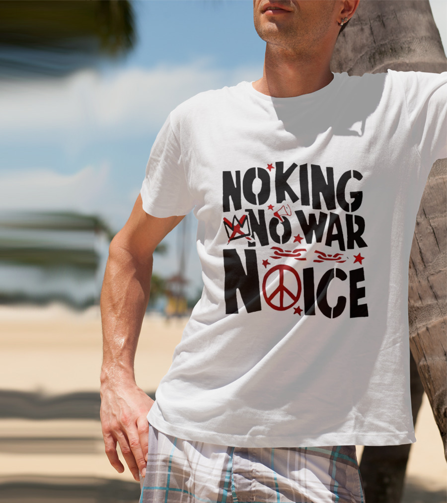 No King No War Peace Symbol Chain And Crown T-Shirt