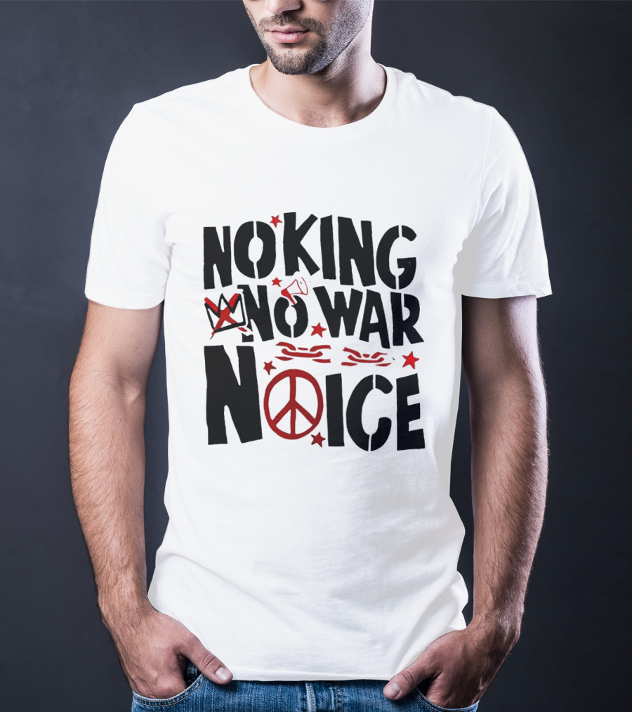 No King No War Peace Symbol Chain And Crown T-Shirt