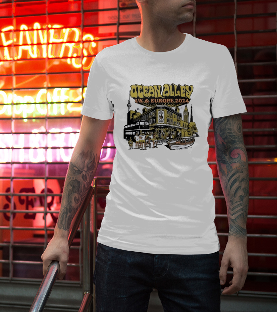 Ocean Alley UK And Europe 2024 Tour Pocket Tavern Scene With Landmarks T-Shirt