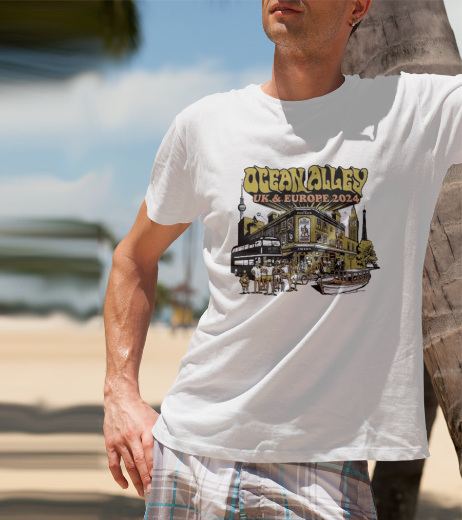Ocean Alley UK And Europe 2024 Tour Pocket Tavern Scene With Landmarks T-Shirt