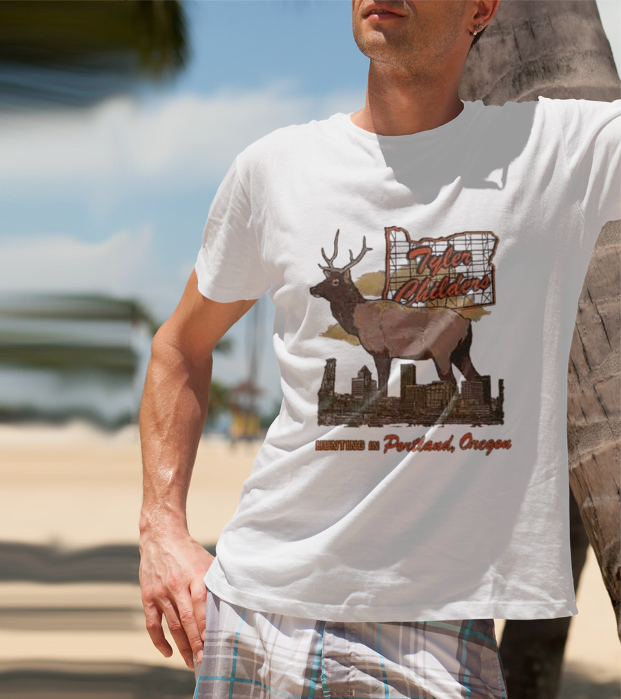 Tyler Childers Hunting In Portland Oregon Elk Skyline T-Shirt