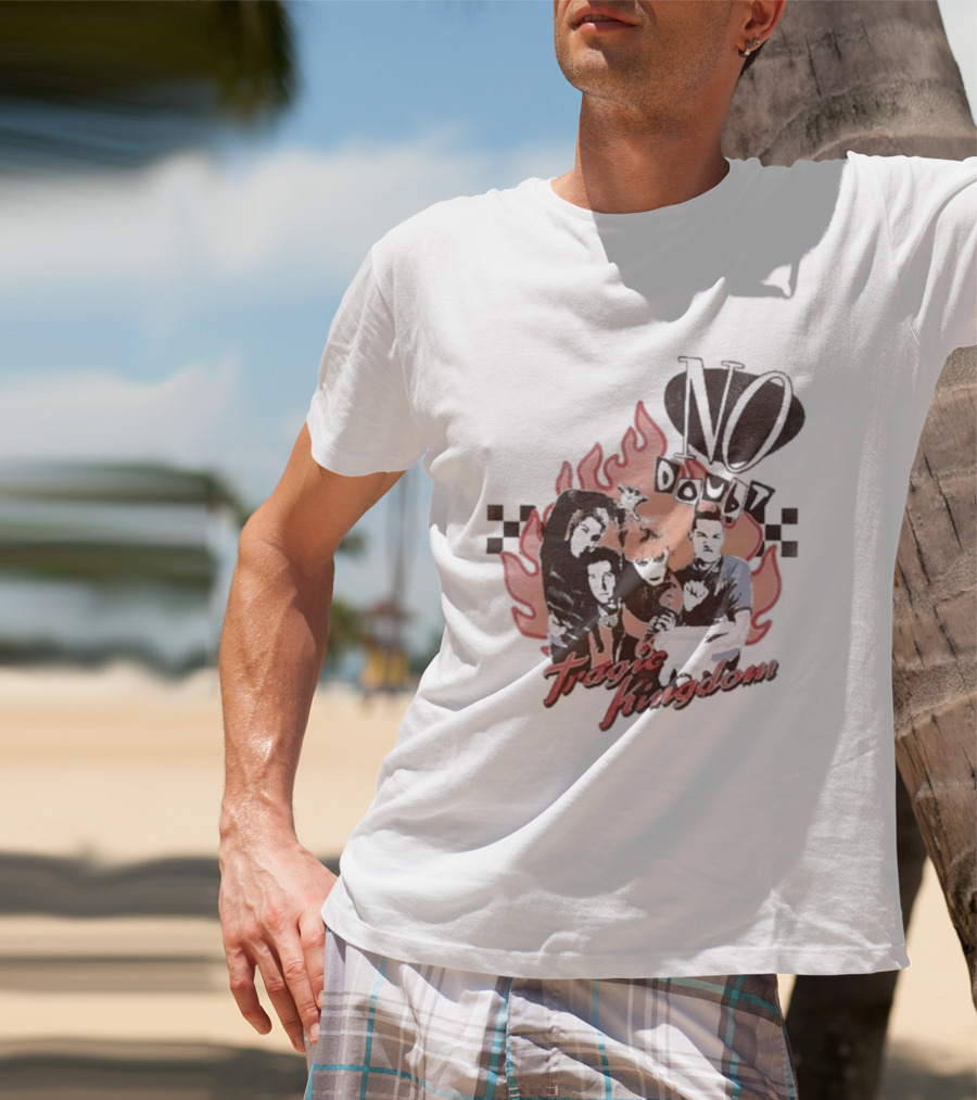 No Doubt Tragic Kingdom Band Flames And Checkerboard T-Shirt