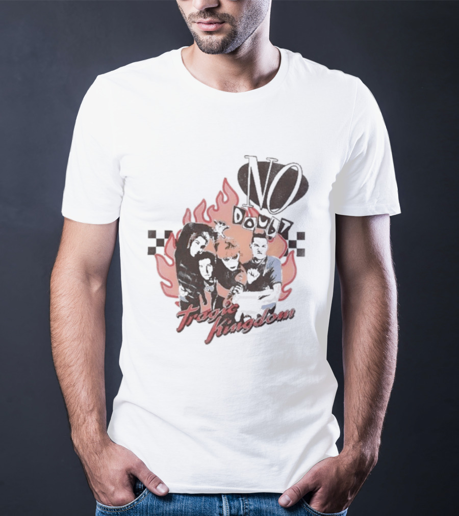No Doubt Tragic Kingdom Band Flames And Checkerboard T-Shirt