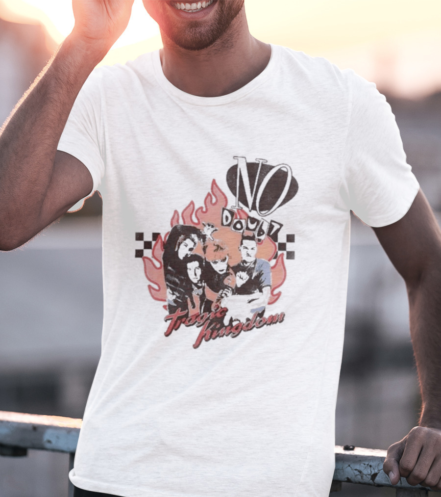 No Doubt Tragic Kingdom Band Flames And Checkerboard T-Shirt