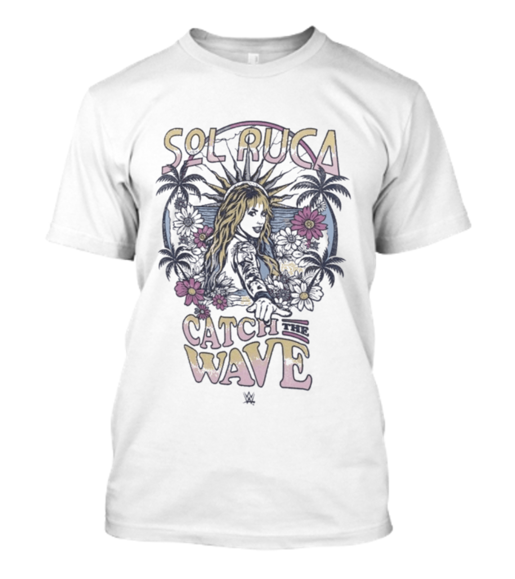 Sol Ruca Catch The Wave Erin Andrews Women's Wear Beach Vibes Tropical Flowers T-Shirt