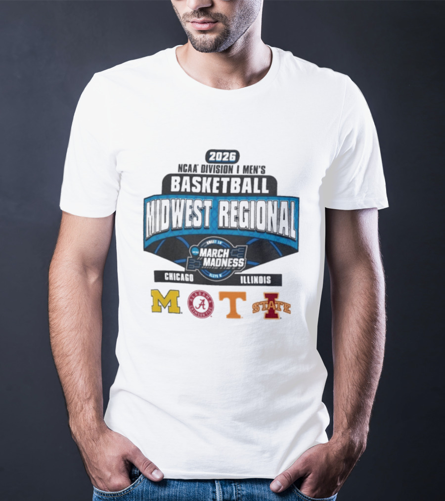 2026 NCAA DI Men's Basketball Midwest Regional Chicago Illinois March Madness Mizzou Dayton Tenn Iowa State T-Shirt
