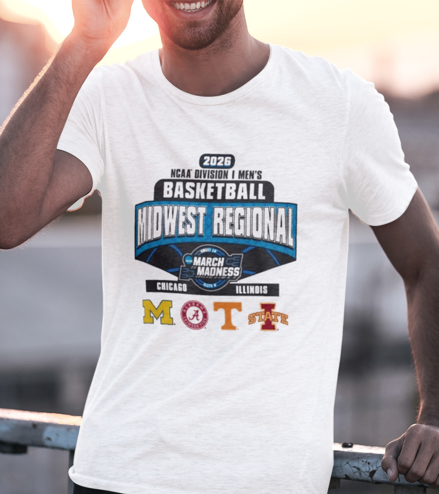 2026 NCAA DI Men's Basketball Midwest Regional Chicago Illinois March Madness Mizzou Dayton Tenn Iowa State T-Shirt