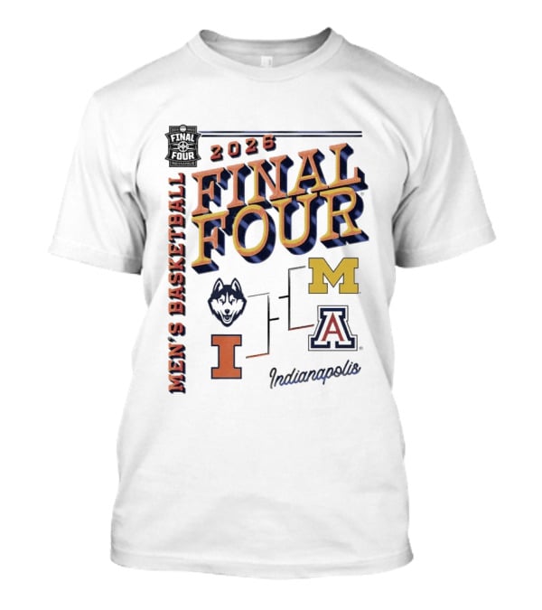 2026 Final Four Men's Basketball Indianapolis UConn Illinois Michigan Arizona T-Shirt