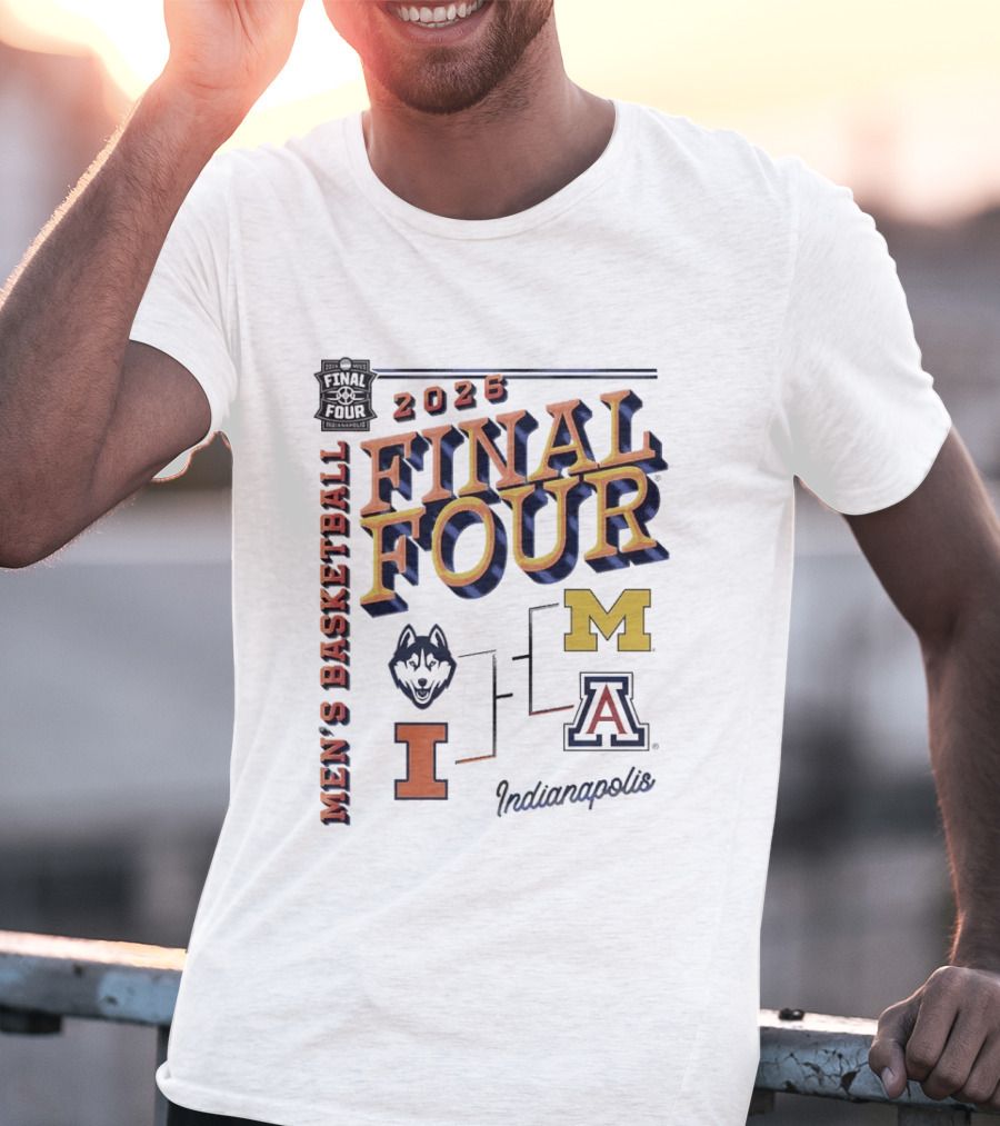 2026 Final Four Men's Basketball Indianapolis UConn Illinois Michigan Arizona T-Shirt