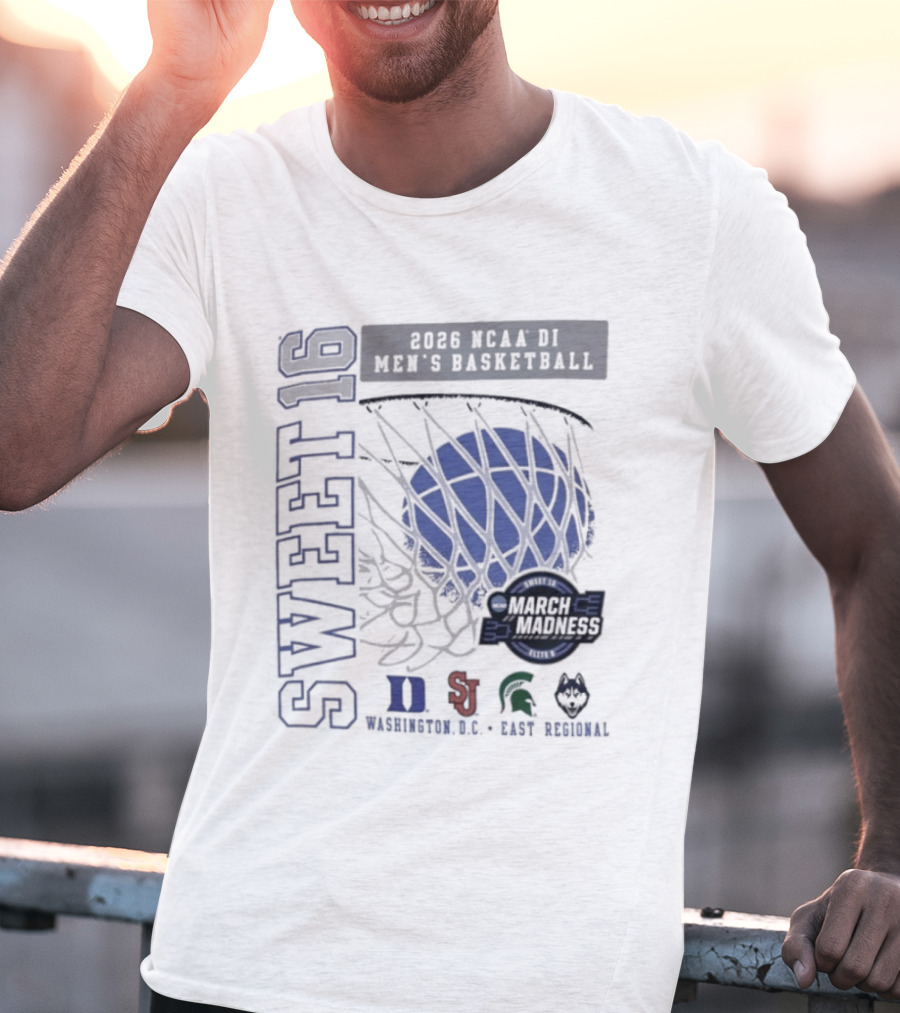 Sweet 16 2026 NCAA DI Men's Basketball East Regional Duke, St. John's, Michigan State, Eastern Kentucky T-Shirt