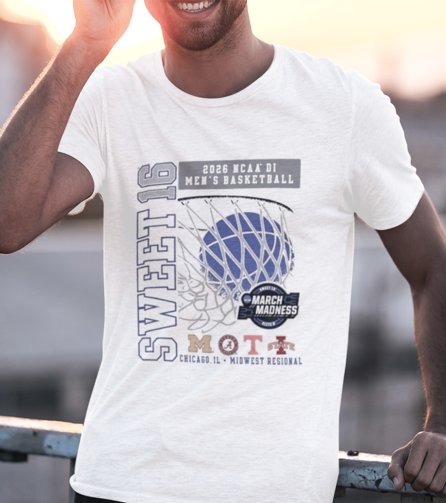 Sweet 16 2026 NCAA DI Men's Basketball Midwest Regional March Madness MOTA Chicago Illinois T-Shirt