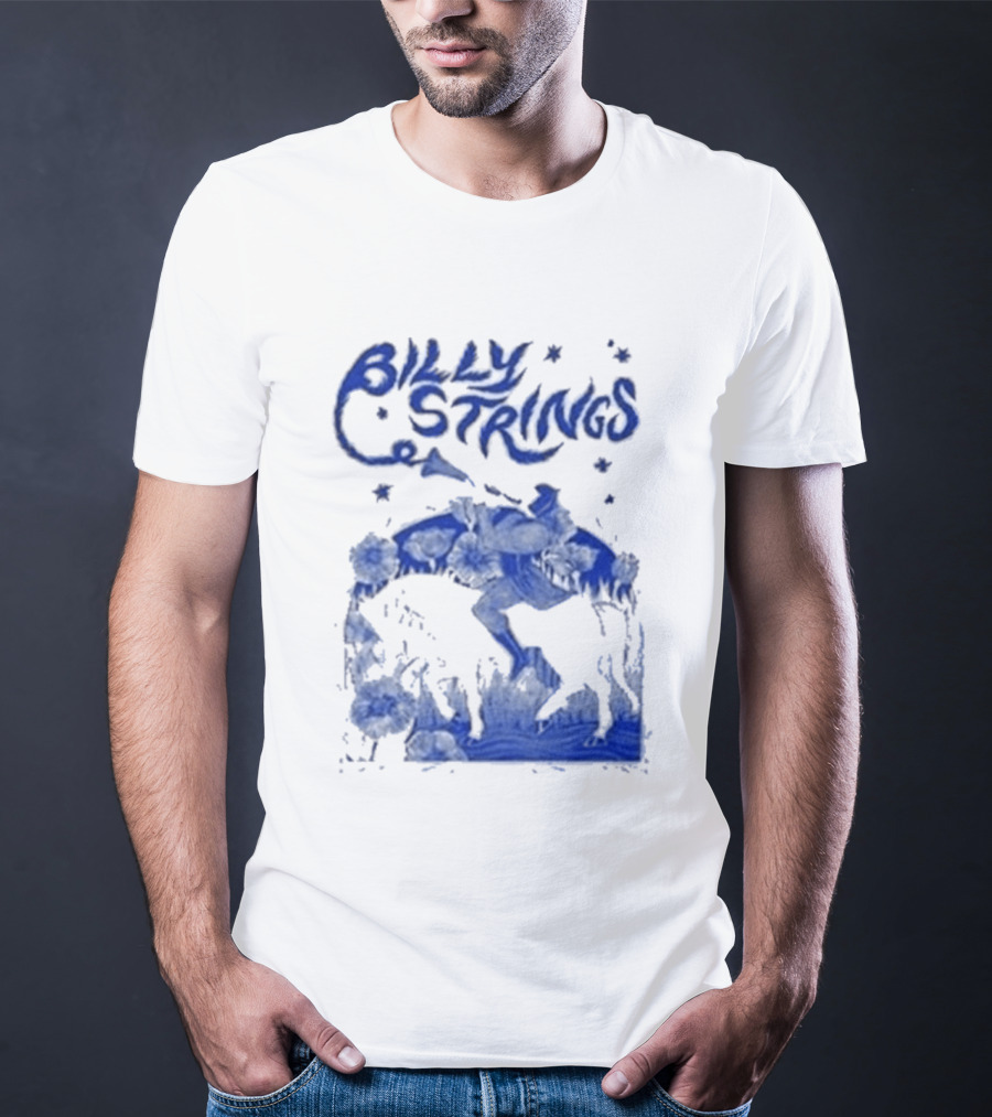Billy Strings Fall Tour 2026 Skeleton Moon Walking Artistic Blue T-Shirt
