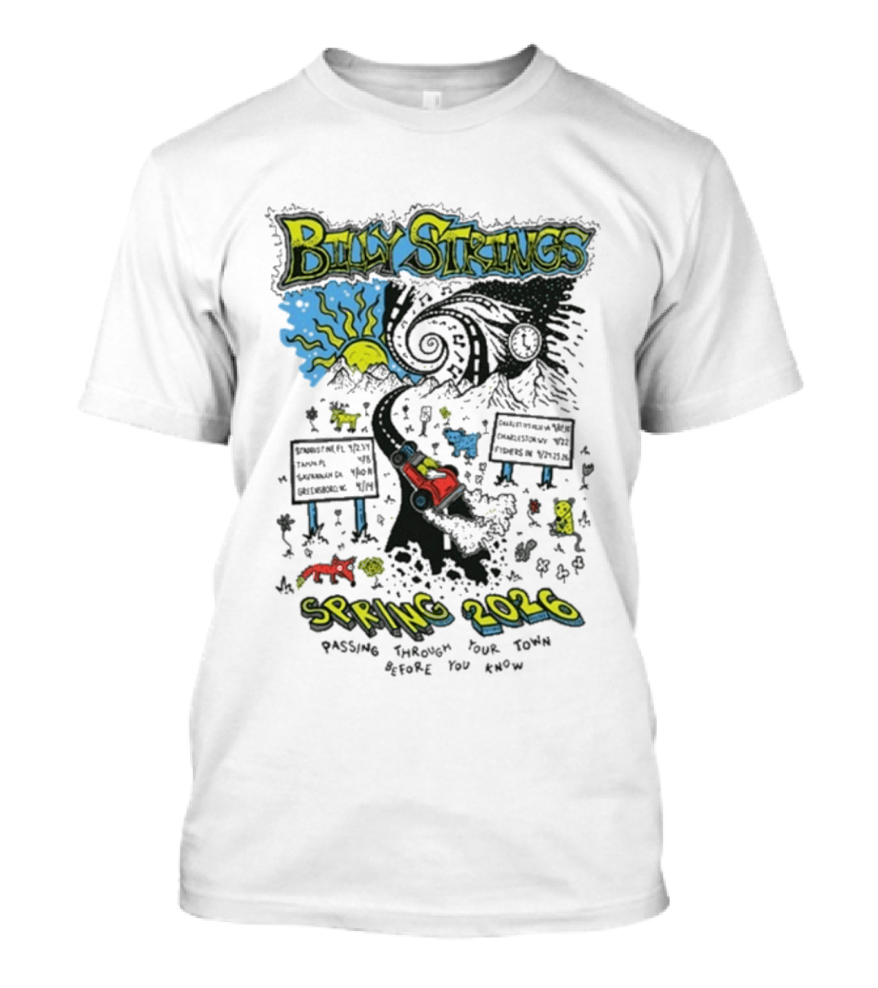 Billy Strings Spring 2026 Highway Hypnosis Missing Through Your Town Before The Show T-Shirt
