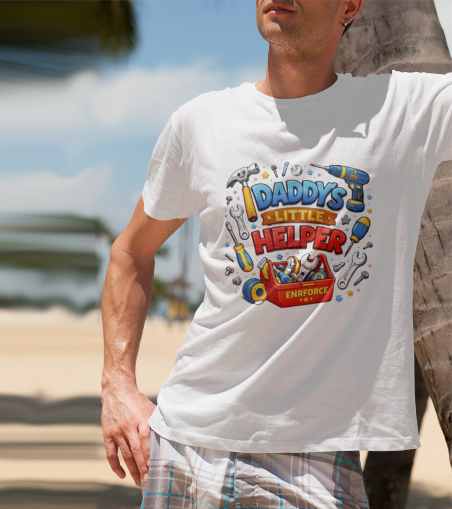 Daddy's Little Helper Enrforce Toolbox Tools And Stars T-Shirt