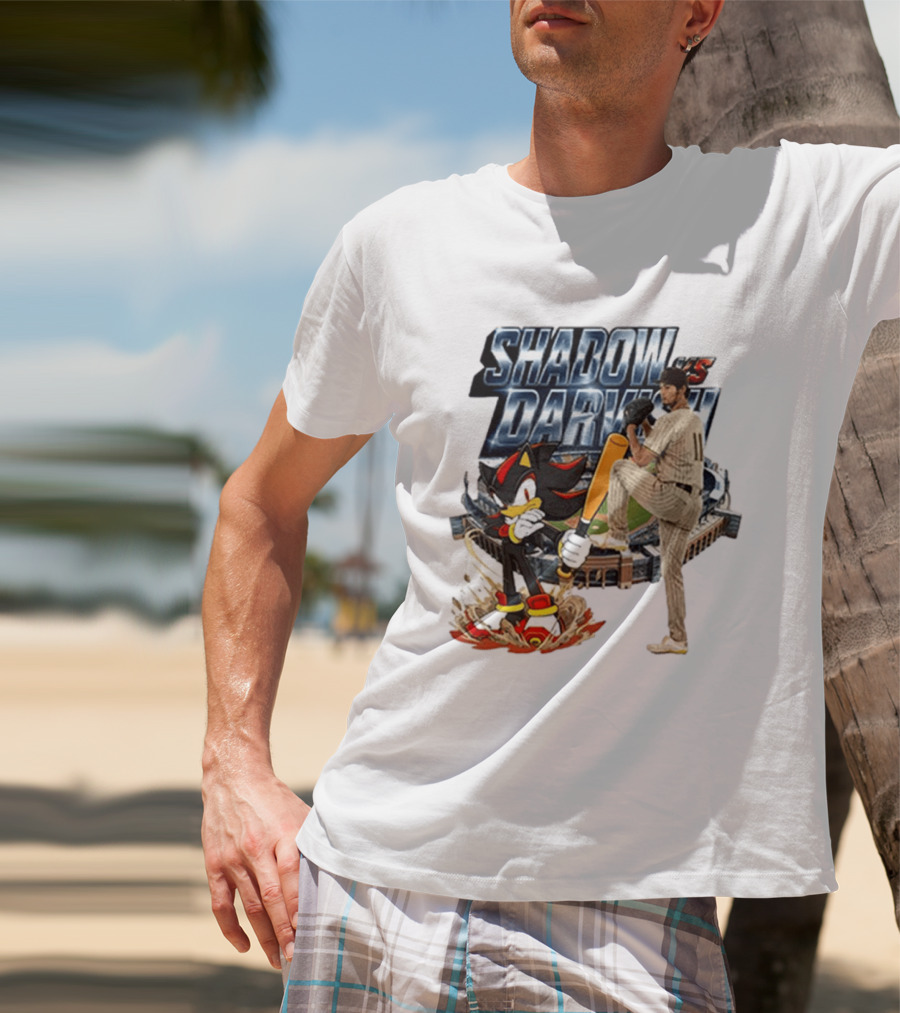 Shadow Vs Darvish Baseball Showdown With MLB Stadium And Hedgehog T-Shirt