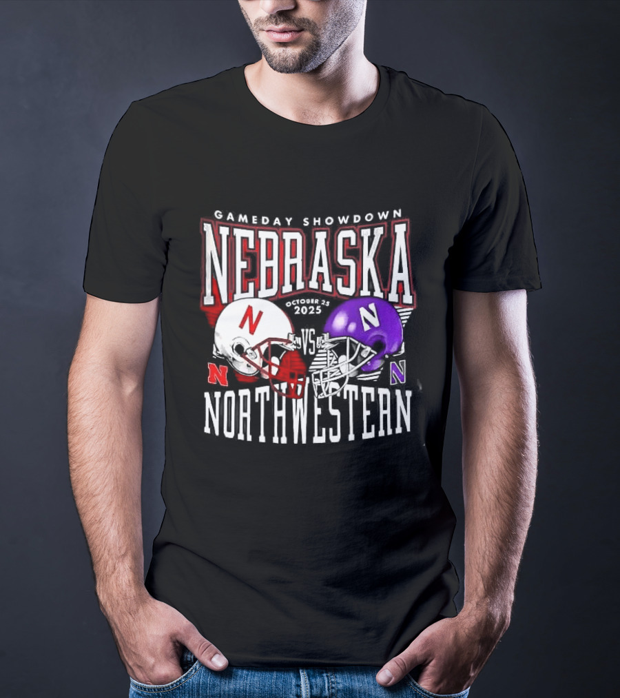 Nebraska Cornhuskers Northwestern Wildcats Gameday Showdown 2025 Helmet Matchup T-Shirt