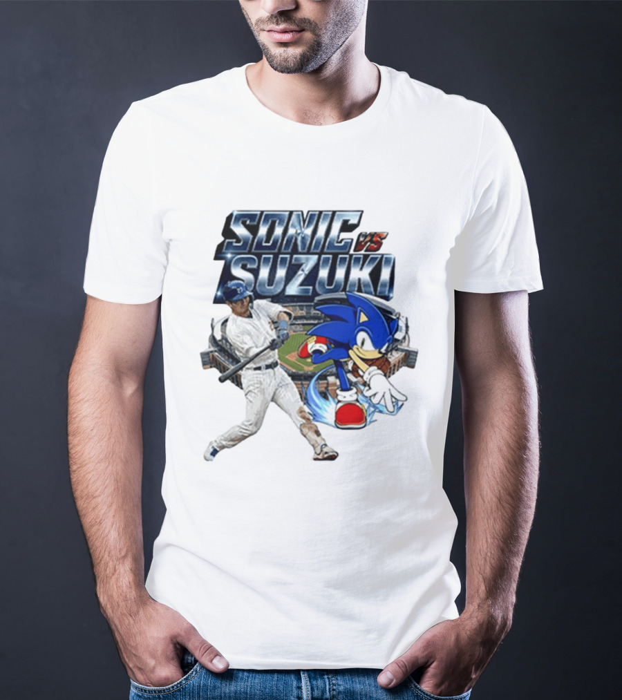 Sonic Vs Suzuki MLB Players Stadium Seiya Suzuki Hedgehog T-Shirt