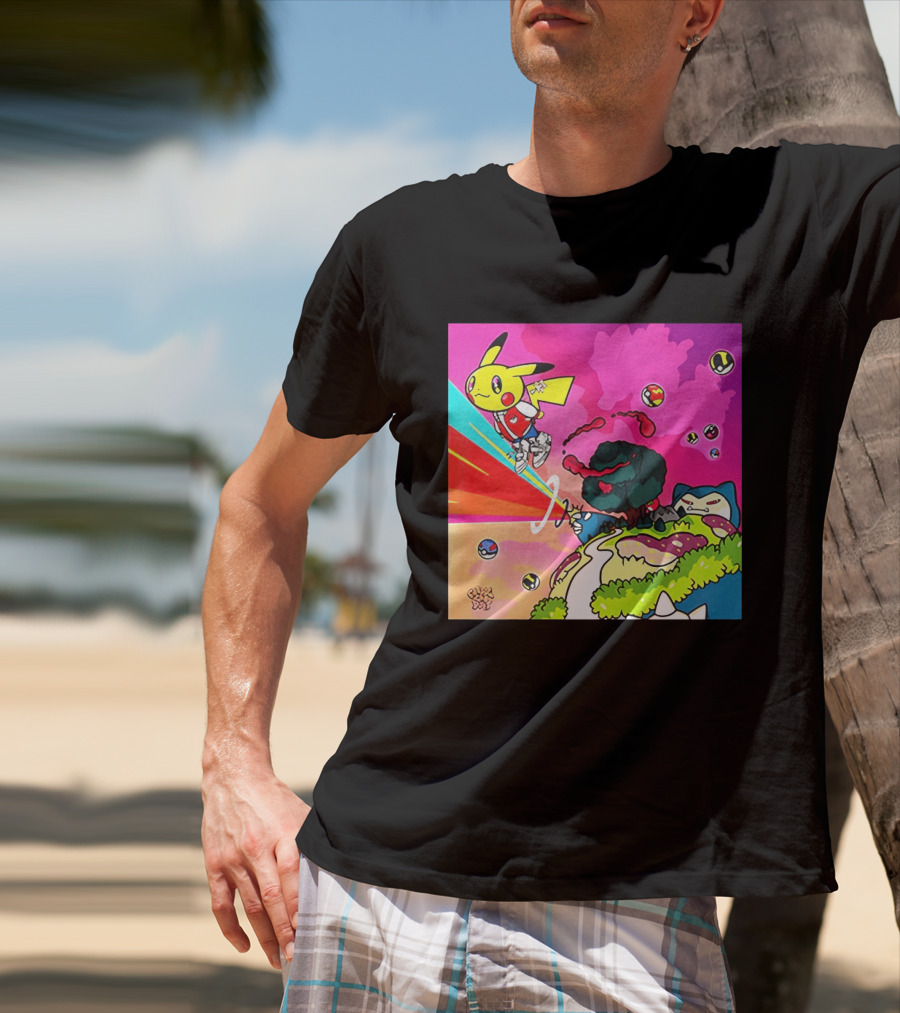 Pikachu Graduation Inspired By Album Cover Elements Pokemon Crossover Scene T-Shirt
