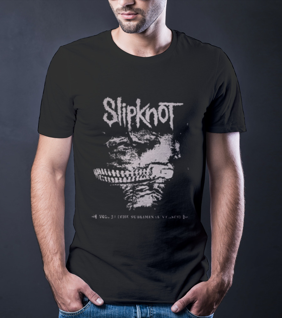 Slipknot Vol 3 The Subliminal Verses Washed Distressed Skull Face T-Shirt