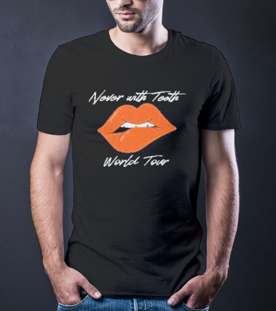 Never With Teeth World Tour Orange Lips T-Shirt