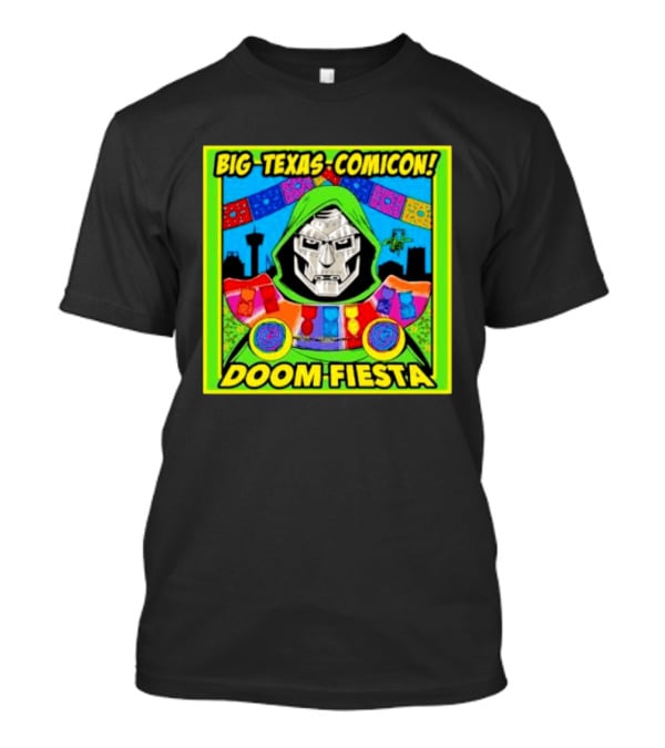 Big Texas Comicon Doom Fiesta Colorful Celebration With Iconic Mask T-Shirt