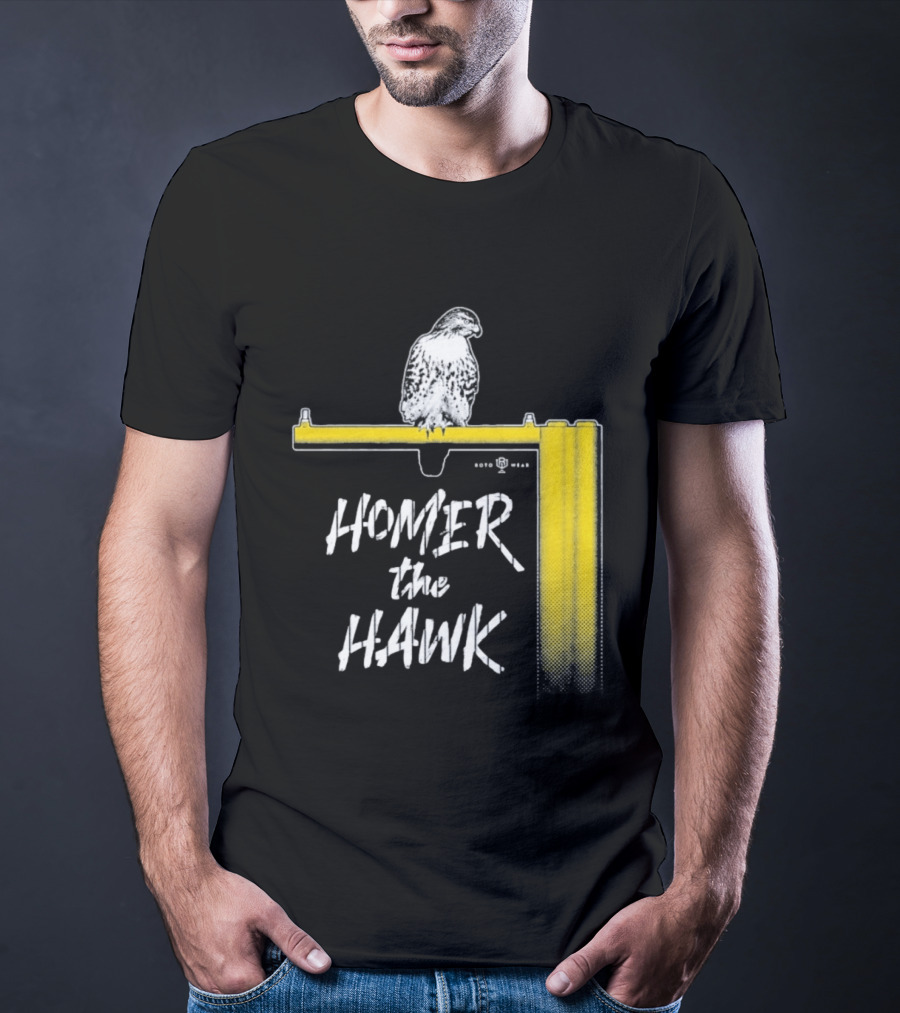 Homer The Hawk Perched On Yellow Crossbar T-Shirt