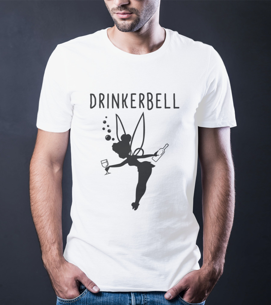Drinkerbell Beer Lover Fairy With Wine Glass And Bottle T-Shirt
