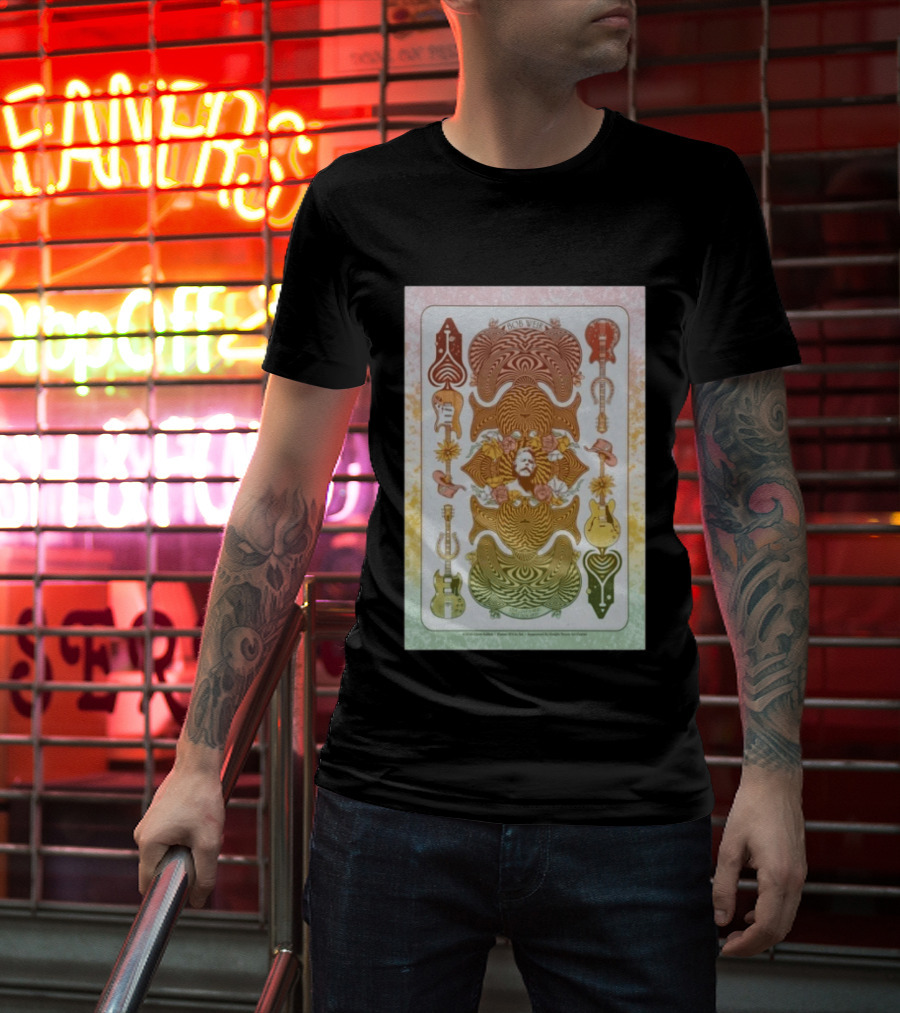 Bob Weir Psychedelic Guitars Memorial Roses And Hats T-Shirt