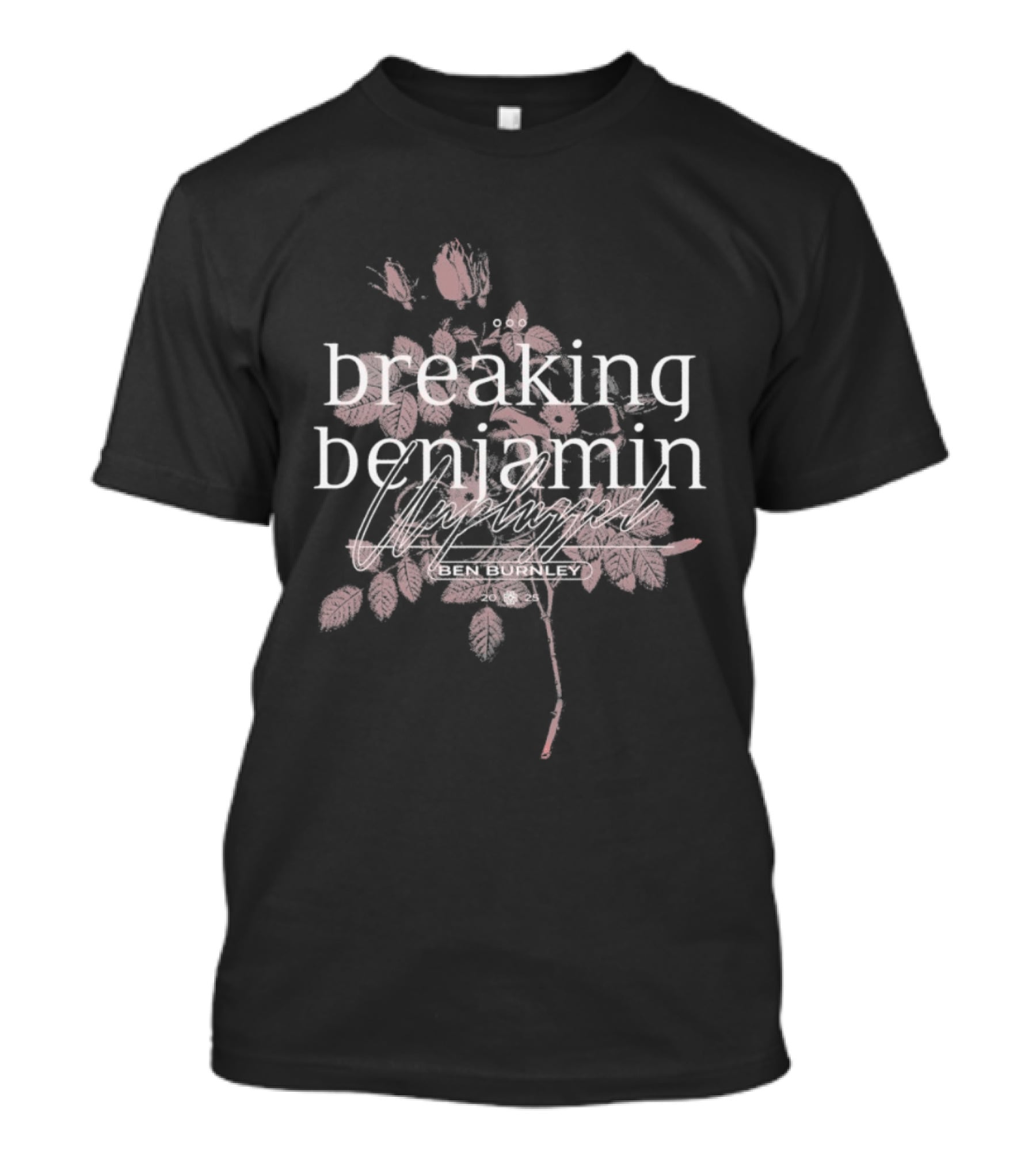 Breaking Benjamin Unplugged Pink Floral Overlay T-Shirt