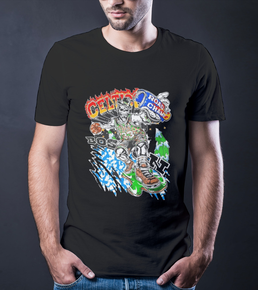 Celtics Road Champ Skull 33 Boston Basketball T-Shirt