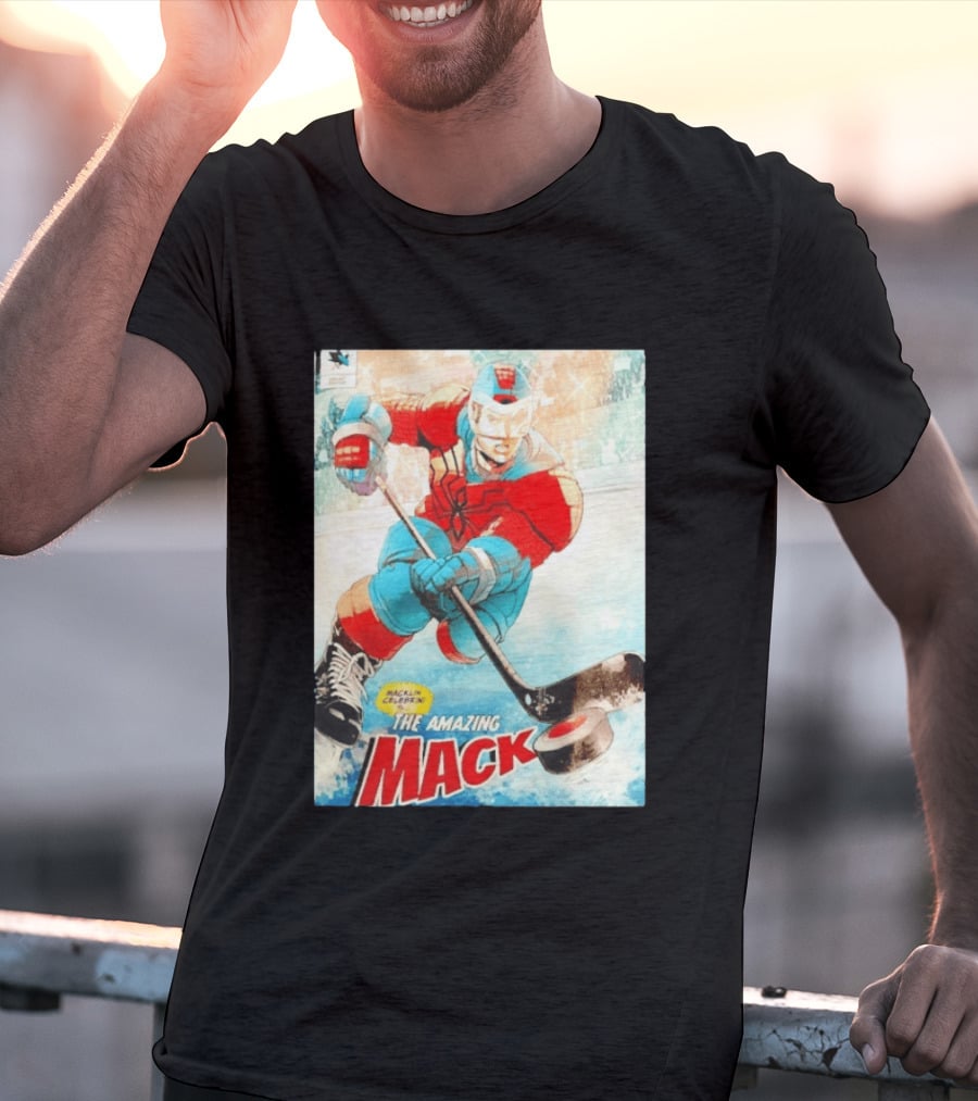 Macklin Celebrini The Amazing Mack San Jose Sharks Hockey Comic T-Shirt