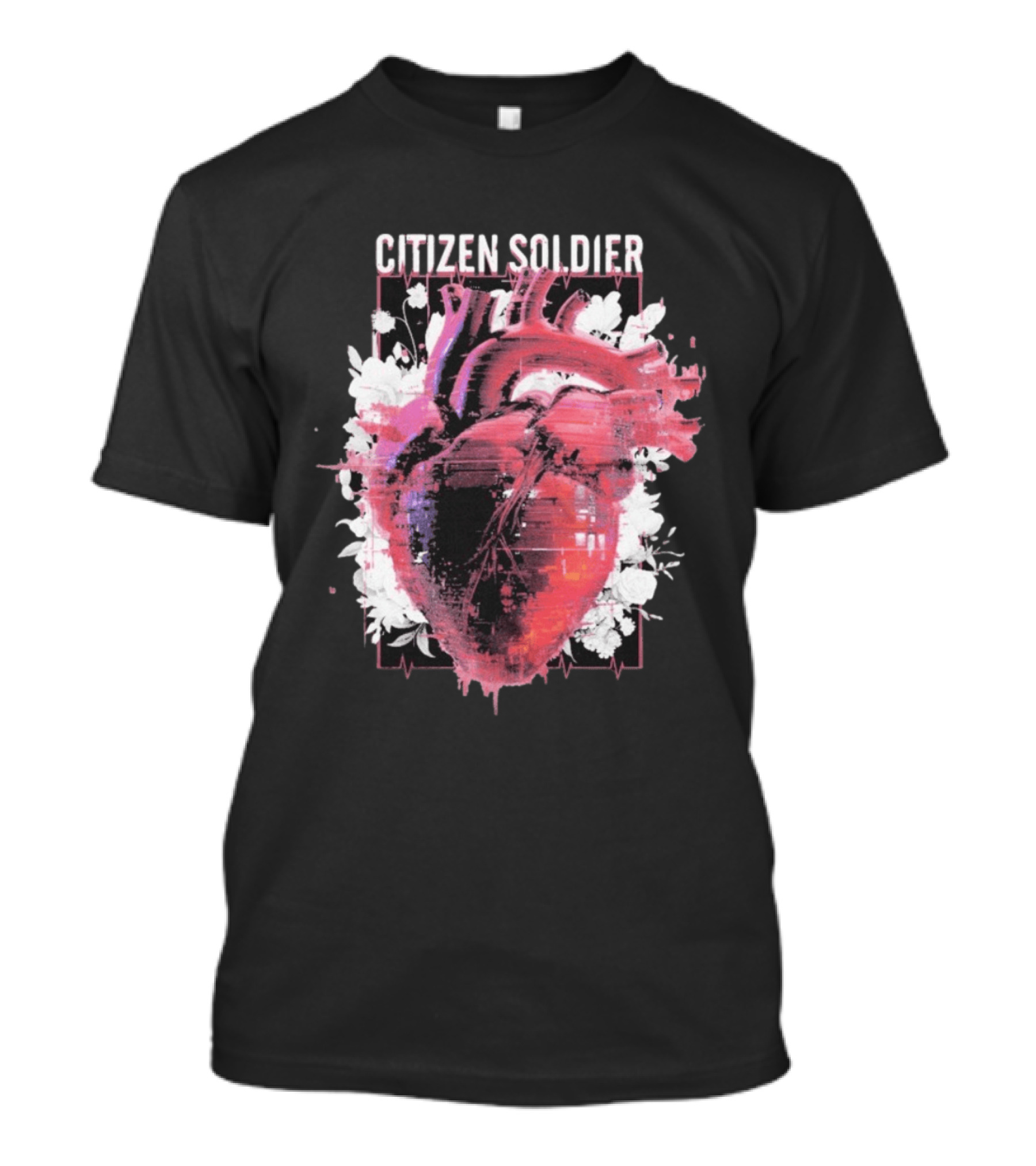 Citizen Soldier Heartbeat Anatomical Heart And Floral T-Shirt