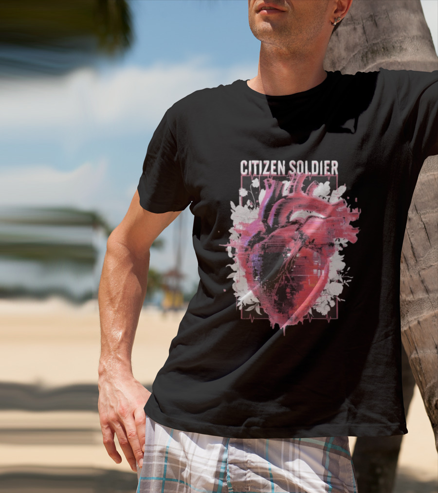 Citizen Soldier Heartbeat Anatomical Heart And Floral T-Shirt