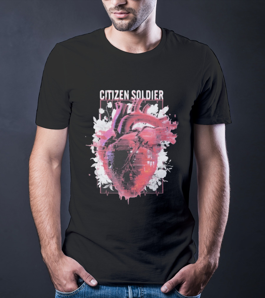 Citizen Soldier Heartbeat Anatomical Heart And Floral T-Shirt