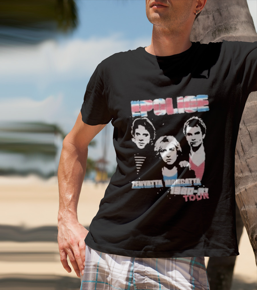 The Police Zenyatta Mondatta 1980 Tour Red White Blue Band Members T-Shirt