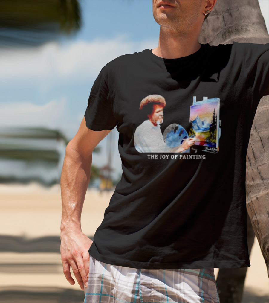 Bob Ross The Joy Of Painting Mountains And Sunset Scene T-Shirt