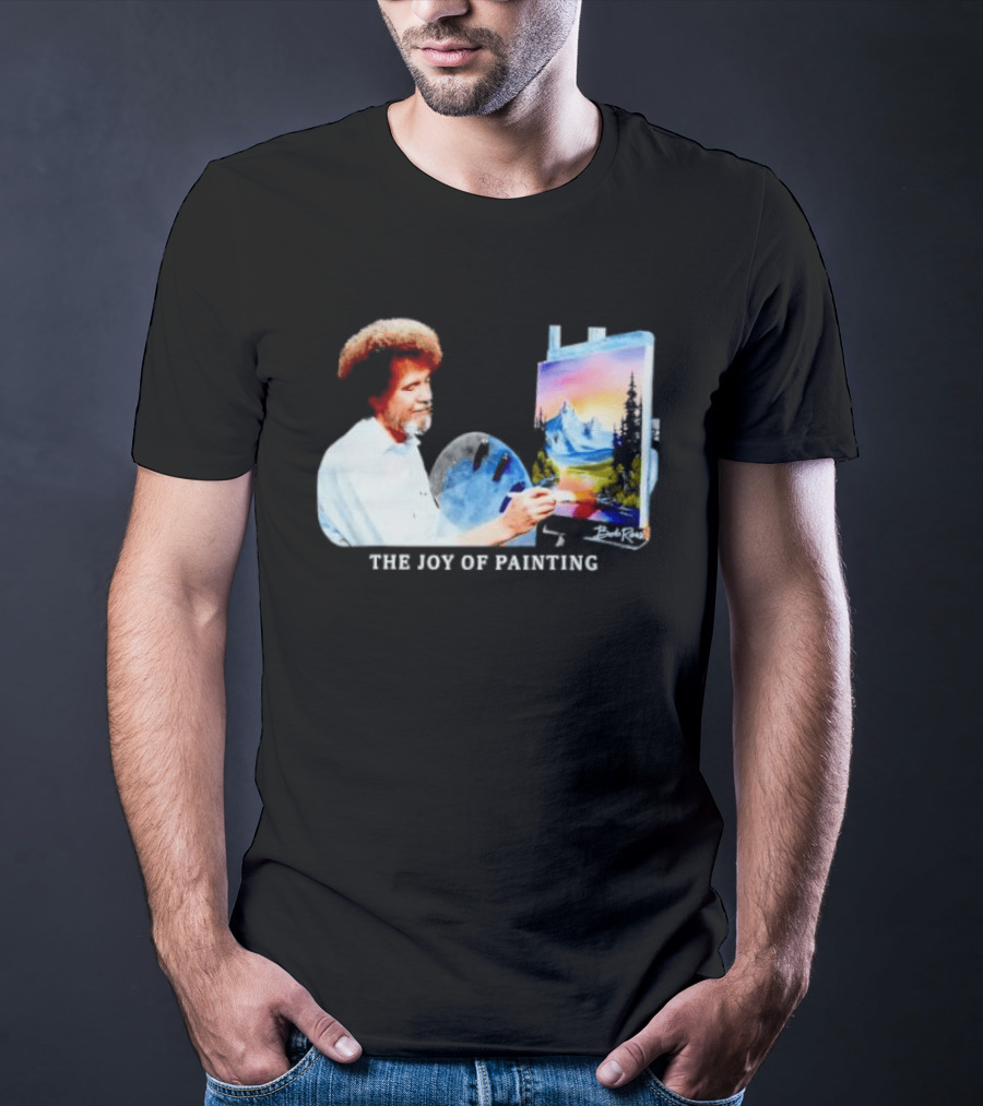 Bob Ross The Joy Of Painting Mountains And Sunset Scene T-Shirt